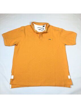 Orvis Mens Signature Orange Polo Short Sleeve Shirt Heavy Cotton Large New Tag